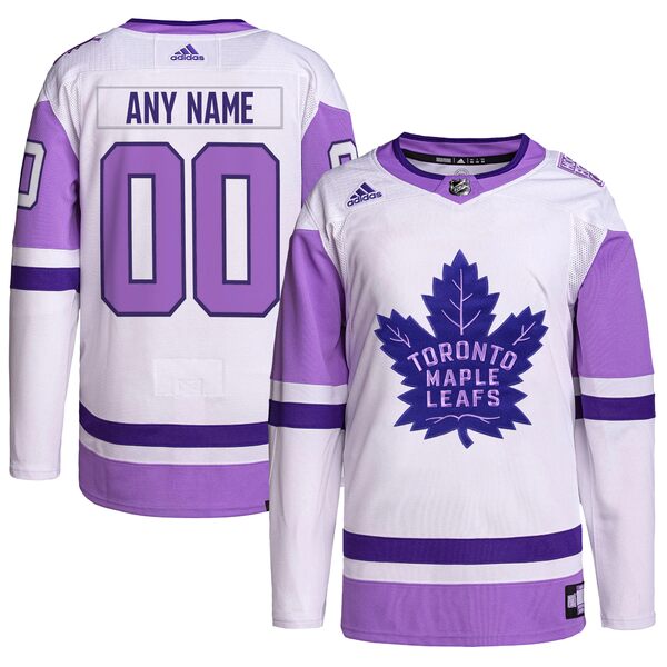 アディダス メンズ ユニフォーム White/Purple 全商品無料サイズ交換 アディダス メンズ ユニフォーム トップス Toronto Maple Leafs adidas Hockey Fights Cancer Primegreen Authentic Custom Jersey White/Purple
