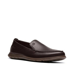 クラークス メンズ スリッポン・ローファー シューズ Flexway Step Slip-On Brown Smooth Leather