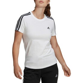 アディダス レディース シャツ トップス adidas Women's Essentials Slim 3-Stripes T-Shirt White/Black
