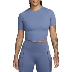 ナイキ レディース シャツ トップス Nike Women's Zenvy Rib Dri-FIT Short-Sleeve Cropped Top Diffused Blue