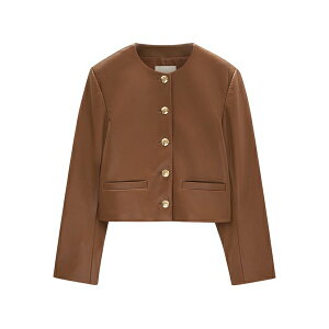 �A�j�[�r�� ���f�B�[�X �W���P�b�g���u���]�� �A�E�^�[ Button-fastening leather jacket Brown