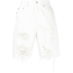 �S�G���W�F�C ���f�B�[�X �f�j���p���c �{�g���X Distressed straight-leg denim shorts White