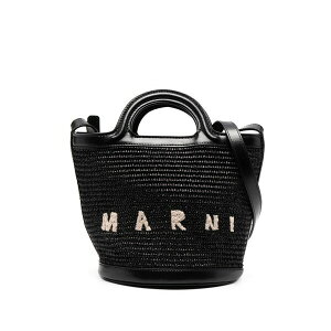 �}���j ���f�B�[�X �g�[�g�o�b�O �o�b�O Tropicalia small bucket bag in leather and raffia-effect fabric Black