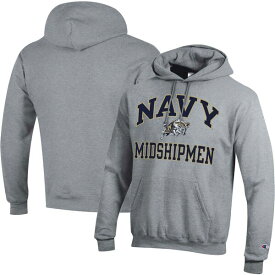 チャンピオン メンズ パーカー・スウェットシャツ アウター Navy Midshipmen Champion High Motor Pullover Hoodie Heather Gray