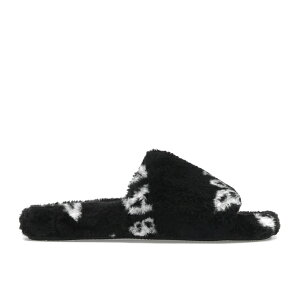 Balenciaga oVAK Y Xj[J[ yBalenciaga Furry Slide Fake Fur Logo Allover Black Whitez TCY US_10(28.0cm) Black/White