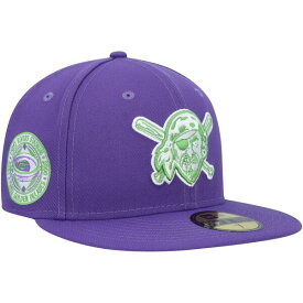 ニューエラ メンズ 帽子 アクセサリー Pittsburgh Pirates New Era Lime Side Patch 59FIFTY Fitted Hat Purple