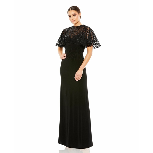 マックダガル レディース ワンピース トップス Women's Embellished Butterfly Sleeve Gown Black