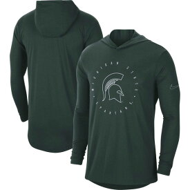 ナイキ メンズ Tシャツ トップス Michigan State Spartans Nike Campus TriBlend Performance Long Sleeve Hooded TShirt Green