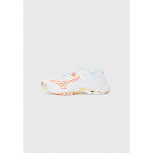 ~Ym fB[X tBbglX X|[c WAVE LIGHTNING Z8 - Volleyball shoes - white/calypso coral/pale banana