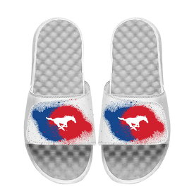 アイスライド メンズ サンダル シューズ SMU Mustangs ISlide Spray Paint Slide Sandals White
