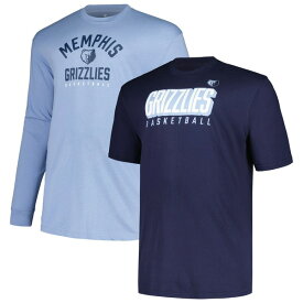 ファナティクス メンズ Tシャツ トップス Memphis Grizzlies Fanatics Branded Big & Tall Short Sleeve & Long Sleeve TShirt Set Navy/Light Blue