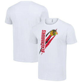 スターター メンズ Tシャツ トップス Chicago Blackhawks Starter Color Scratch TShirt White