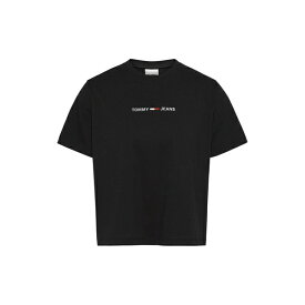 【送料無料】 トミーヒルフィガー レディース Tシャツ トップス Tommy Jeans Linear Logo T Shirt BLACK BDS