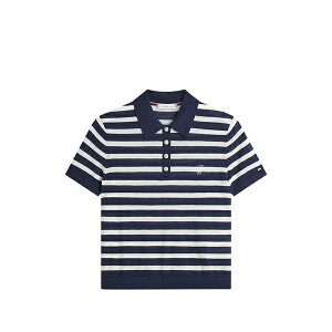 �g�~�[ �q���t�B�K�[ ���f�B�[�X �|���V���c �g�b�v�X Striped-pattern polo top Blue