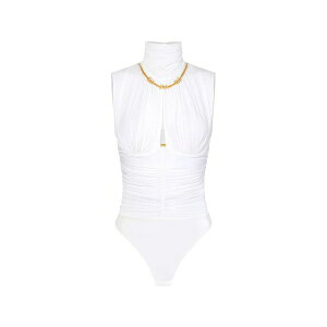 �G���U�x�X�t�����L ���f�B�[�X �J�b�g�\�[ �g�b�v�X Draped chain bodysuit White
