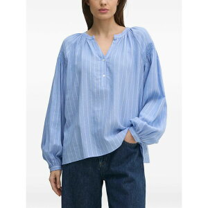 ���X ���b�V�� ���f�B�[�X �V���c �g�b�v�X Striped v-neck blouse Blue