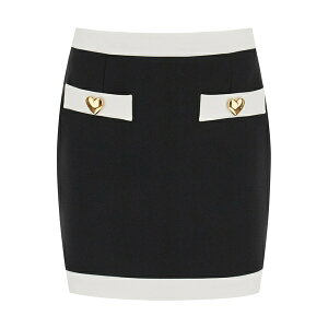 ���X�L�[�m ���f�B�[�X �X�J�[�g �{�g���X Heart Buttons Crepe Miniskirt FANTASIA NERO (White)