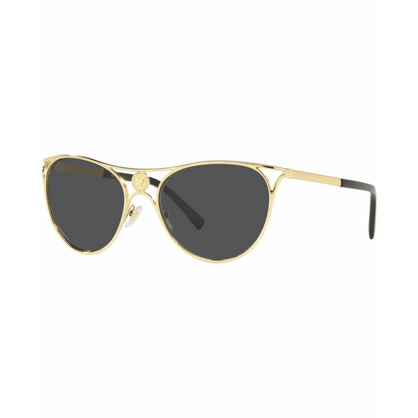 ヴェルサーチ レディース サングラス＆アイウェア アクセサリー Women's Sunglasses, VE2237 57 Gold-Tone