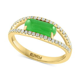 エフィー コレクション レディース リング アクセサリー EFFY&reg; Dyed Green Jade & Diamond (1/4 ct. t.w.) Openwork Ring in 14k Gold 14K Yellow Gold