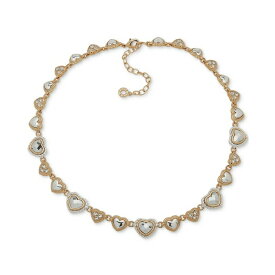 アンクライン レディース ネックレス・チョーカー・ペンダントトップ アクセサリー Two-Tone Crystal Heart Motif Collar Necklace, 16" + 3" extender Gold/Silver