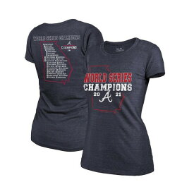 マジェスティック レディース Tシャツ トップス Women's Threads Navy Atlanta Braves 2021 World Series Champions Roster Tri-Blend T-shirt Navy