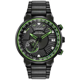 シチズン メンズ 腕時計 アクセサリー Eco-Drive Men's Satellite Wave GPS Black-Tone Stainless Steel Bracelet Watch 44mm Black