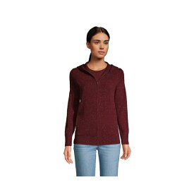ランズエンド レディース ニット&セーター アウター Women's Cashmere Front Zip Hoodie Sweater Rich burgundy donegal