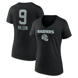 ファナティクス レディース Tシャツ トップス Tyree Wilson Las Vegas Raiders Fanatics Branded Women's Team Wordmark Player Name & Number VNeck TShirt Black