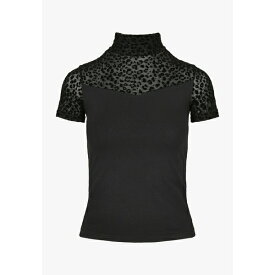 アーバン クラシックス レディース Tシャツ トップス LADIES FLOCK LACE TURTLENECK TEE - Print T-shirt - black