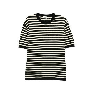 �h���C�R�[�� �����Y T�V���c �g�b�v�X Stripe-pattern pointelle-knit t-shirt Black