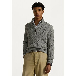 t[ Y jbg&Z[^[ AE^[ CABLE-KNIT COTTON QUARTER-ZIP JUMPER - Jumper - fawn grey heather