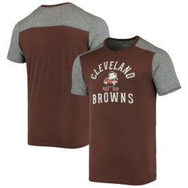 マジェスティックスレッズ メンズ Tシャツ トップス Cleveland Browns Majestic Threads Brownie The Elf Gridiron Classics Field Goal Slub TShirt Brown/Heathered Gray