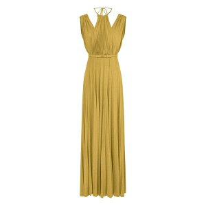 �G���U�x�X�t�����L ���f�B�[�X �����s�[�X �g�b�v�X Pleated maxi evening dress Yellow