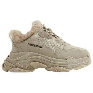 Balenciaga �o�����V�A�K ���f�B�[�X �X�j�[�J�[ �yBalenciaga Triple S Fake Fur Beige (Women's)�z �T�C�Y US_9(26.0cm) Beige/Black