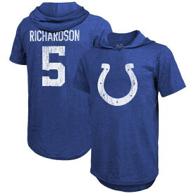 マジェスティックスレッズ メンズ Tシャツ トップス Anthony Richardson Indianapolis Colts Majestic Threads Player Name & Number TriBlend Slim Fit Hoodie TShirt Royal