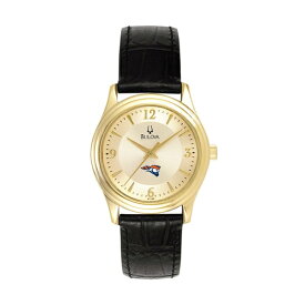 ブロバ レディース 腕時計 アクセサリー Carroll University Pioneers Bulova Women's Stainless Steel Watch with Leather Band Gold/Black