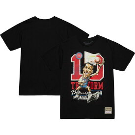 ミッチェル&ネス メンズ Tシャツ トップス Dennis Rodman Detroit Pistons Mitchell & Ness Hardwood Classics Caricature TShirt Black