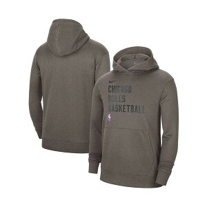 �i�C�L �����Y �p�[�J�[�E�X�E�F�b�g�V���c �A�E�^�[ Men's and Women's Olive Chicago Bulls 2023/24 Performance Spotlight On-Court Practice Pullover Hoodie Heather Gray