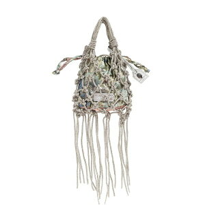 �J�[�g�W�F�C�K�[�����h�� ���f�B�[�X �n���h�o�b�O �o�b�O Mini macram䩘R crystal tote bag Silver