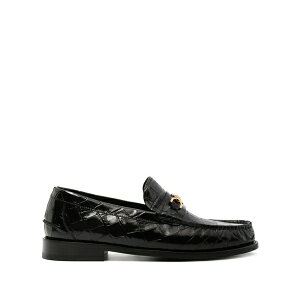 ���F���T�[�` �����Y �X���b�|���E���[�t�@�[ �V���[�Y Medusa crocodile-embossed leather loafers Black