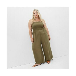 VeB[VbN fB[X s[X gbvX Plus Size Smocked Jumpsuit Masala
