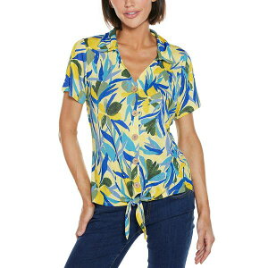xfB[j fB[X Jbg\[ gbvX Women's Tropical Tie Front Knit Top Tropical Yellow