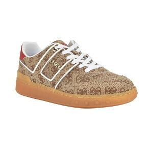 QX fB[X Xj[J[ V[Y Women's Inart Low Profile Sporty Gum Bottom Lace-Up Sneakers Brown Logo
