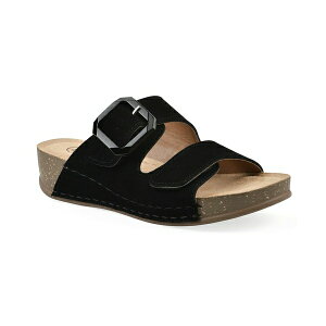 zCg}Ee fB[X T_ V[Y Women's Fearful Slip-On Wedge Sandals Black Suede