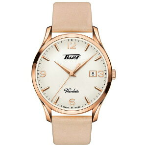 ティソット メンズ 腕時計 アクセサリー Unisex Swiss Heritage Visodate Beige Leather Strap Watch 40mm No Color