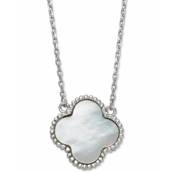 ベル ドゥ メール レディース ネックレス・チョーカー・ペンダントトップ アクセサリー Mother-of-Pearl Clover Pendant Necklace in Sterling Silver, 16"   2" extender (Also in Onyx), Created for Macy's Mother Of Pearl