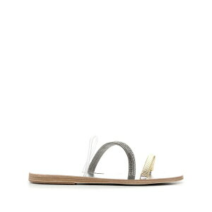 �A���V�G���g�O���[�N�T���_�� ���f�B�[�X �T���_�� �V���[�Y Open-toe flat sandals Silver