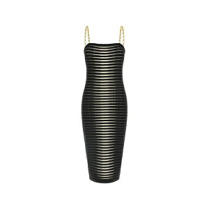 �G���U�x�X�t�����L ���f�B�[�X �����s�[�X �g�b�v�X Striped-pattern chain-strap midi dress Black