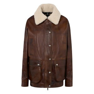�n�[�t�{�[�C ���f�B�[�X �W���P�b�g���u���]�� �A�E�^�[ Shearling-collar leather jacket Brown