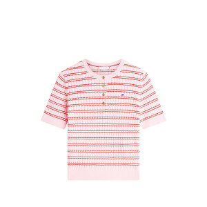 �g�~�[ �q���t�B�K�[ ���f�B�[�X T�V���c �g�b�v�X Striped-pattern t-shirt Pink